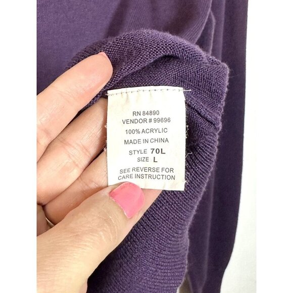 Vintage Haband Lions Den Sweater Large Mens‎ Purple V-Neck Pullover 70L Acrylic - Picture 4 of 8
